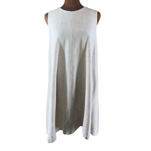 Jolie Linen Cotton Blend Shift Dress Women Large Natural Cream Sleeveless EUC